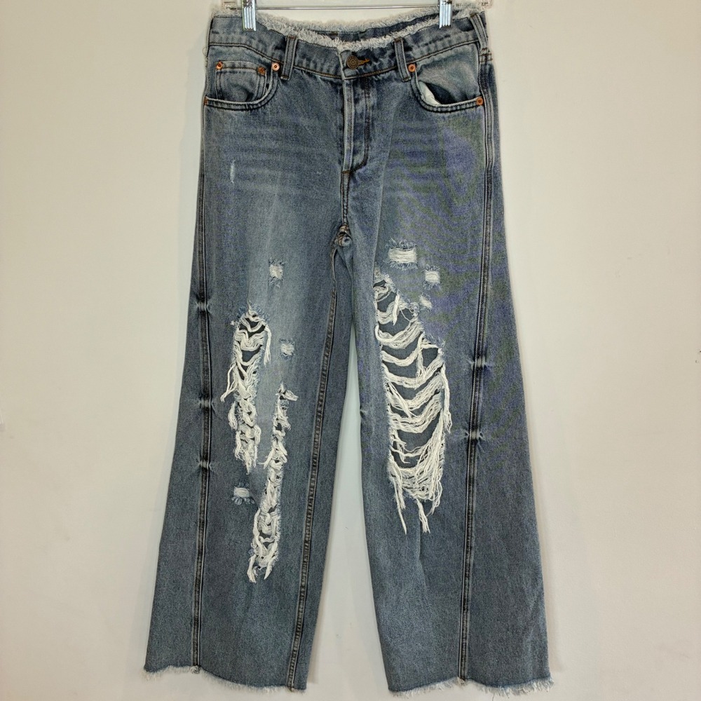 SER.O.YA Sorrento Distressed Wide Leg Jeans Size 25 W25 L35 Tall Premium Denim